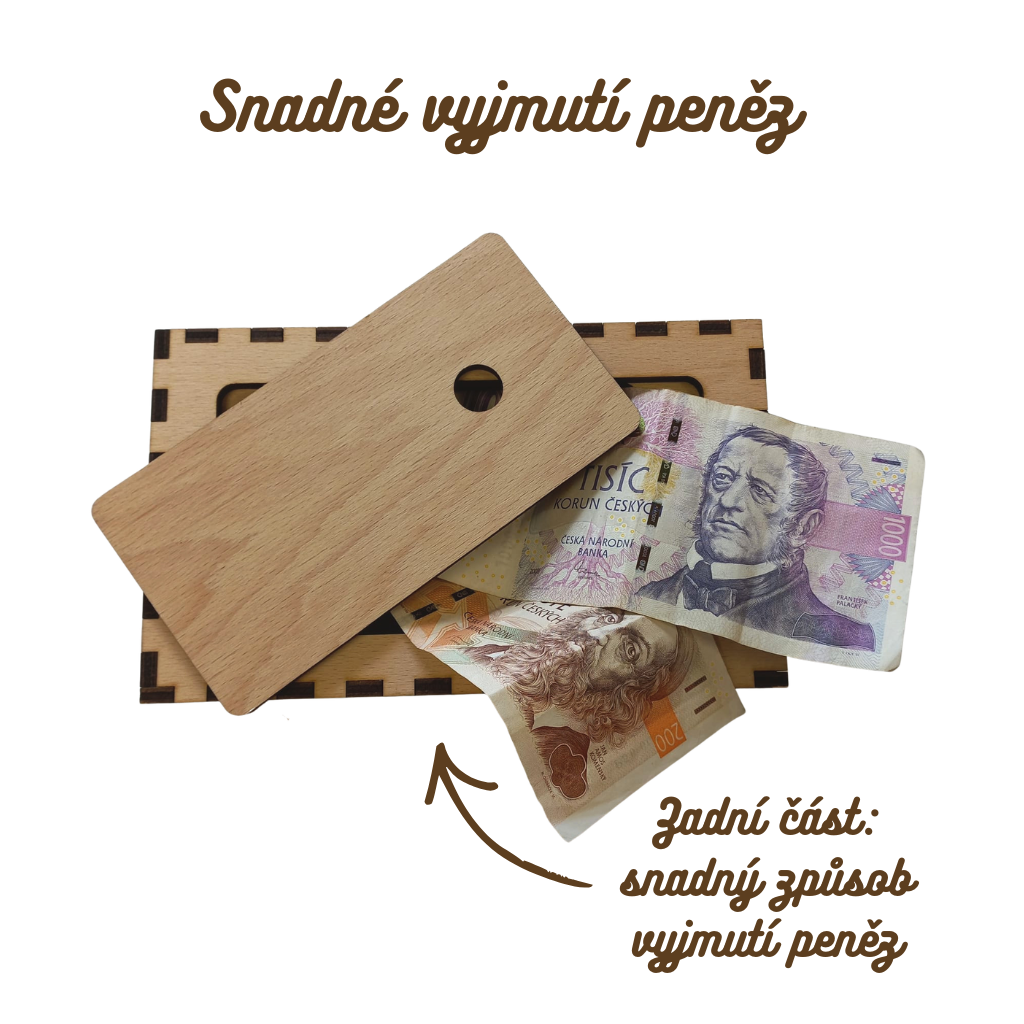 Dřevěná pokladnička s nápisem Na dovolenou - originální dárek